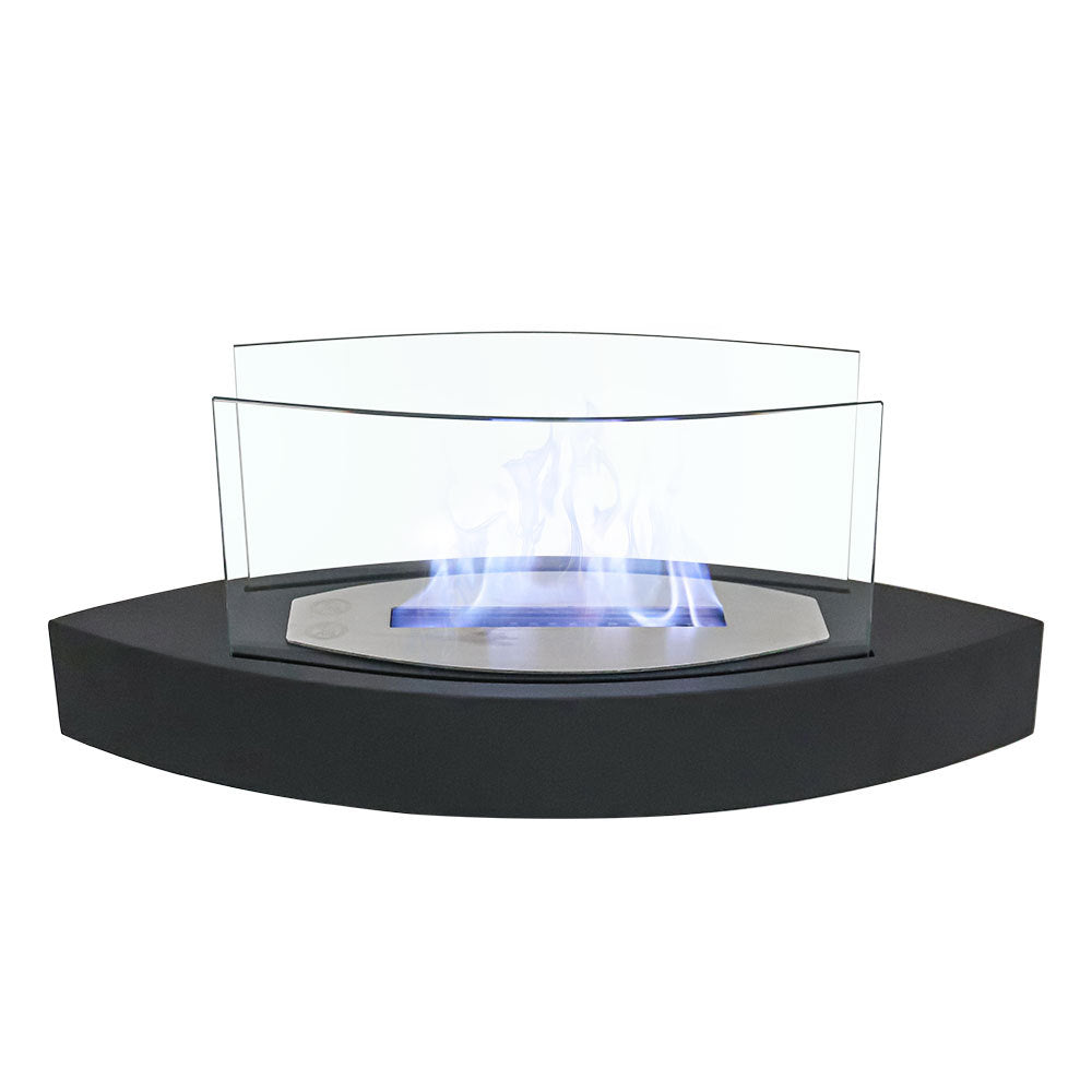 60cm Wide Black Tabletop Bio-Ethanol Fireplace with Flame Guard