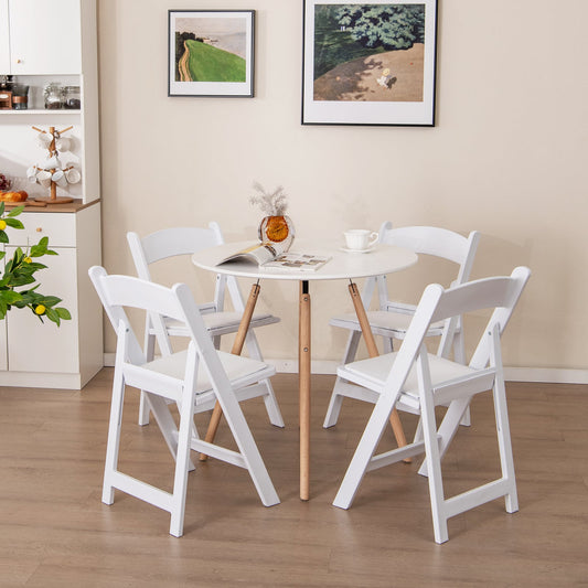 4 Pack All-Weather Folding Dining Chair Set with Padded Seat and Back -White
