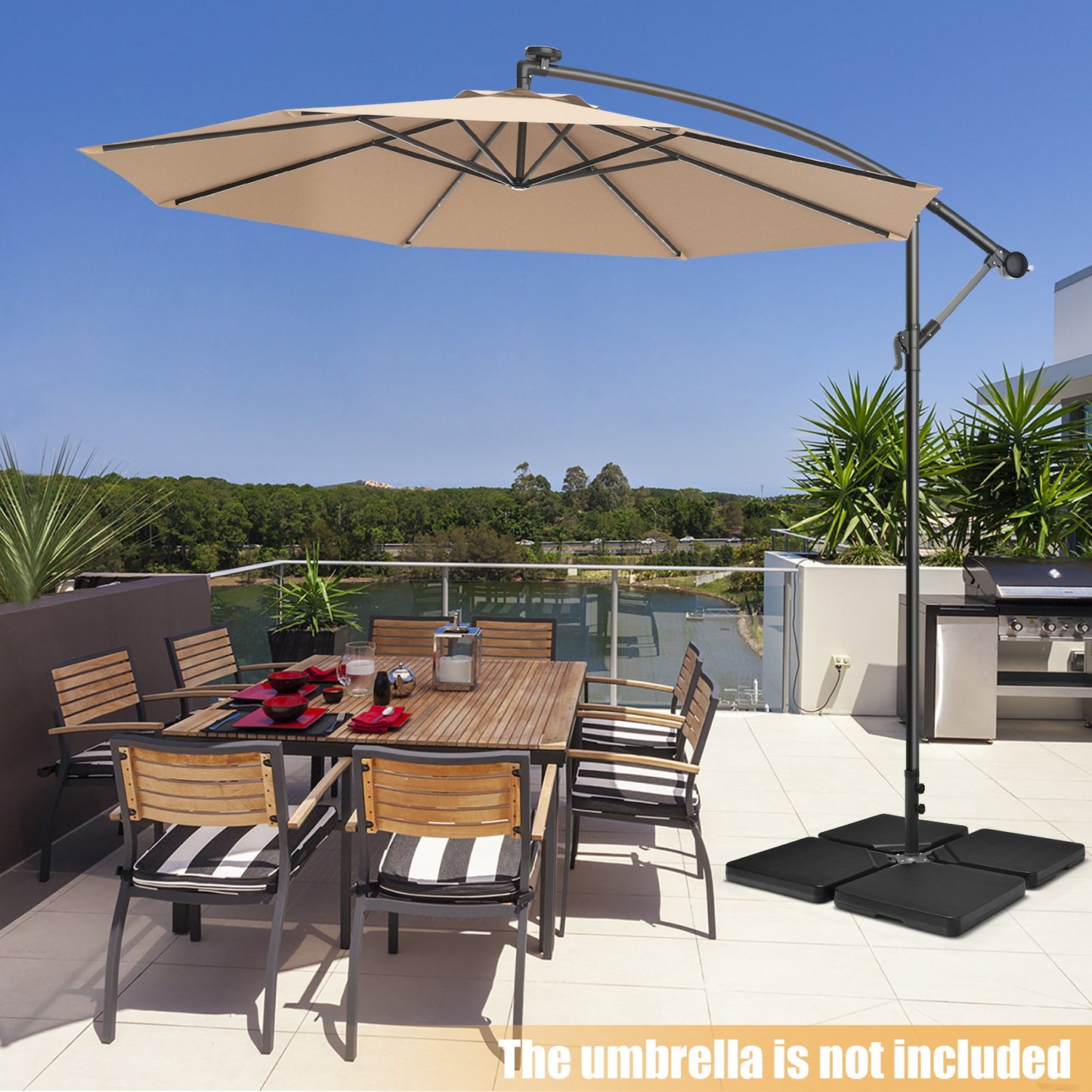 4 Pieces Portable Square Outdoor Umbrella Base with Handle