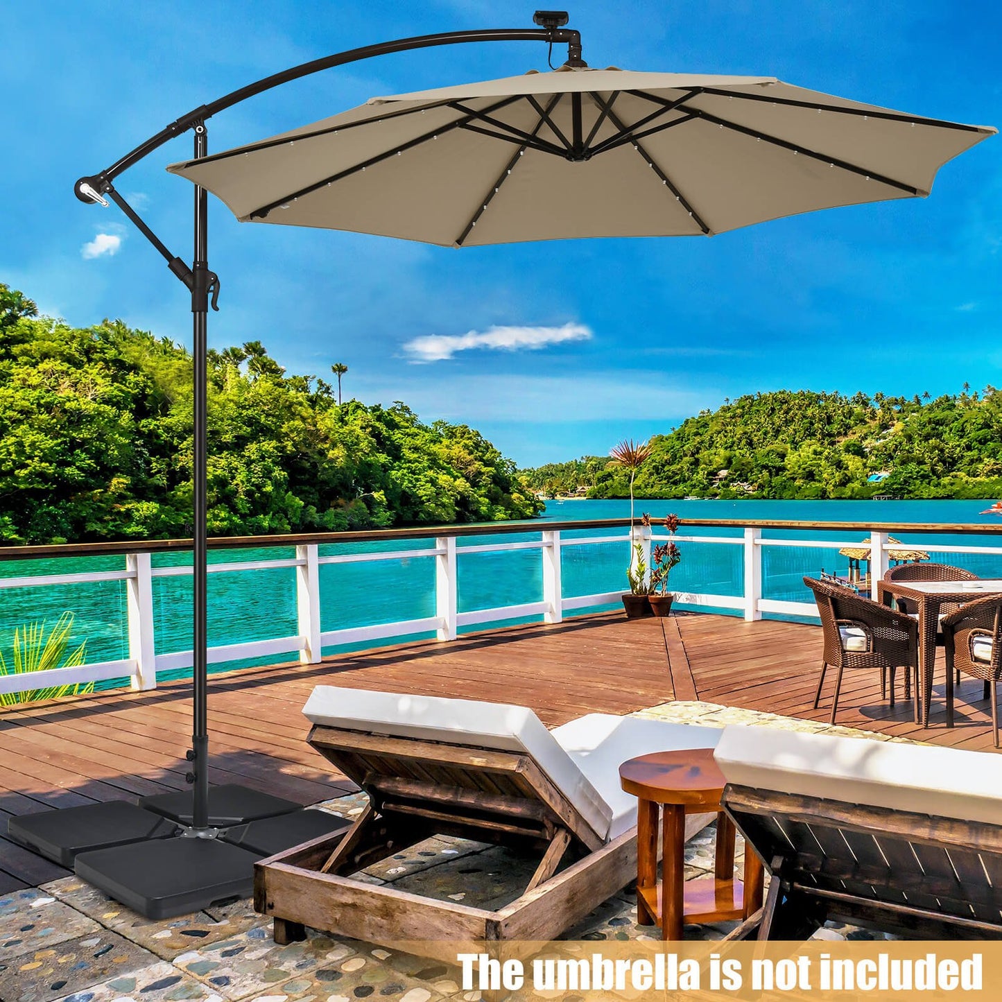 4 Pieces Portable Square Outdoor Umbrella Base with Handle