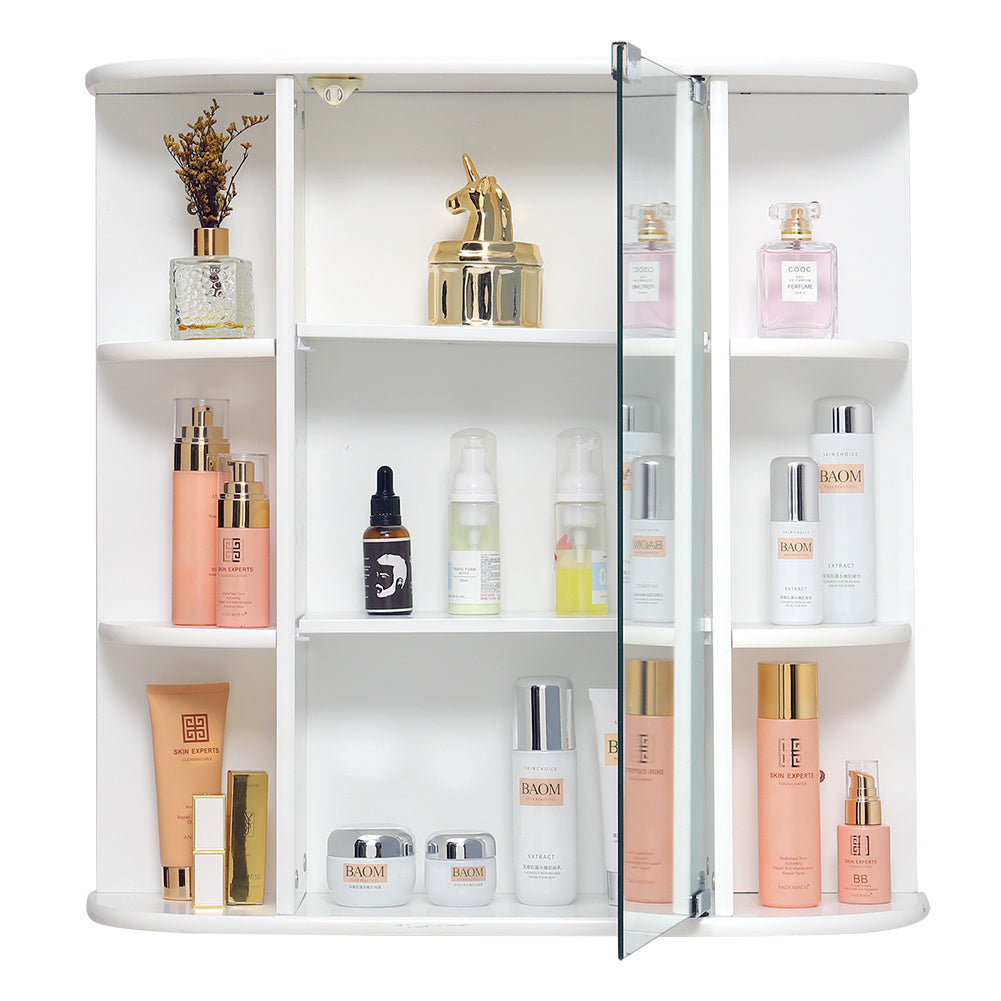 Bathroom Mirror Cabinets Wall Mounted One Door Storage Shelves Furniture White