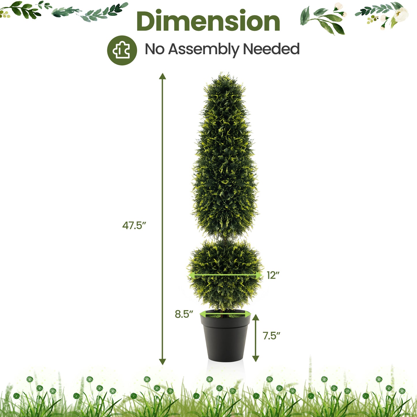 120 CM Sztuczne Drzewo Bukszpanowe Topiary z Doniczką Wypełnioną Cementem