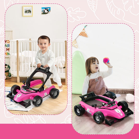 4-in-1 Baby Push Walker with Adjustable Height and Speed-Rose