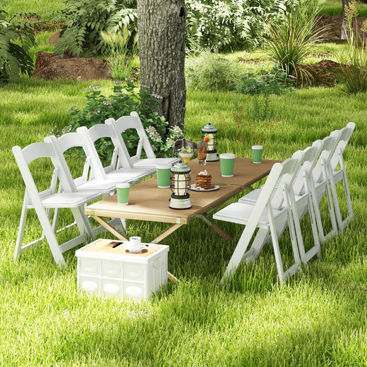 8 Pack All-Weather Folding Dining Chair Set in White, image 2