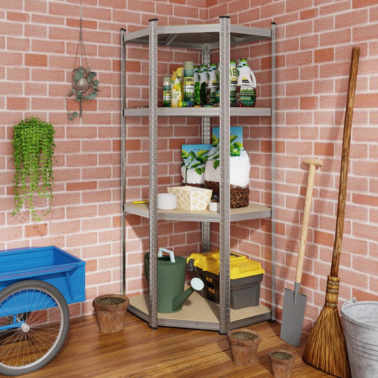 4-Tier Corner Shelving Unit 720KG Heavy Duty for Warehouse Pantry Shed and Kitchen-Silver