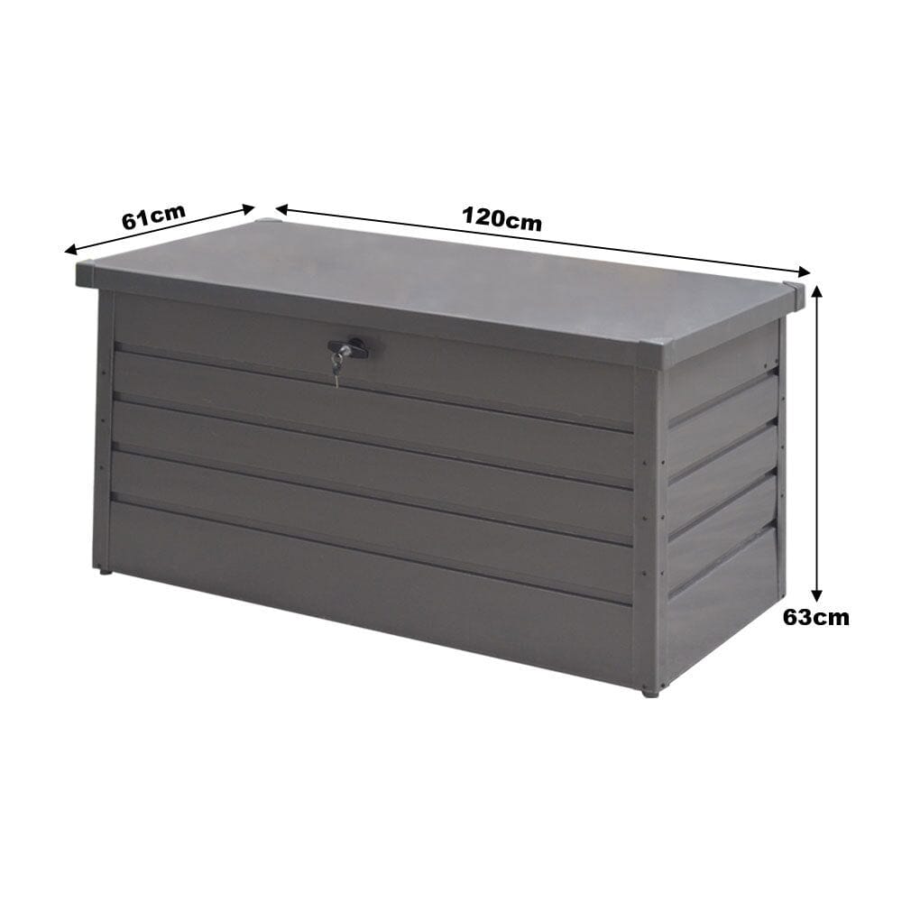 350L Grey Metal Outdoor Garden Storage Box Lockable