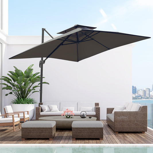 Outsunny Cantilever Parasol 360 Degree Rotation Angle Adjustment in Dark Grey, image 2