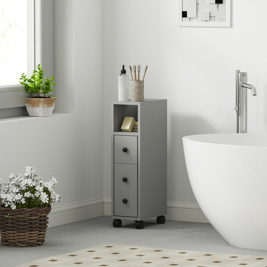 kleankin Slimline Bathroom Storage Cabinet - Grey