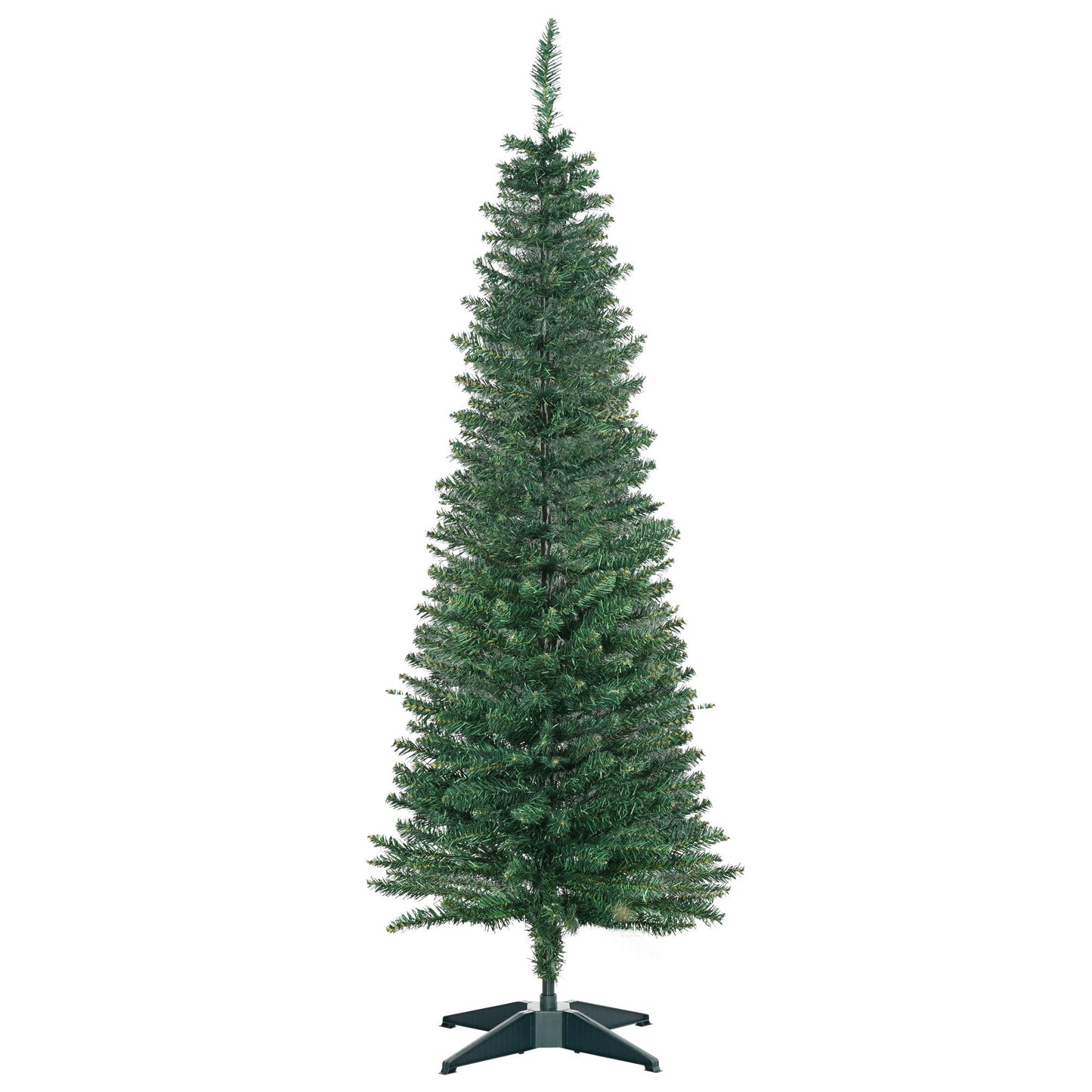 HOMCOM 5ft Unlit Artificial Christmas Tree, Pencil Slim Xmas Tree with Solid Stand and Realistic Branches, Green
