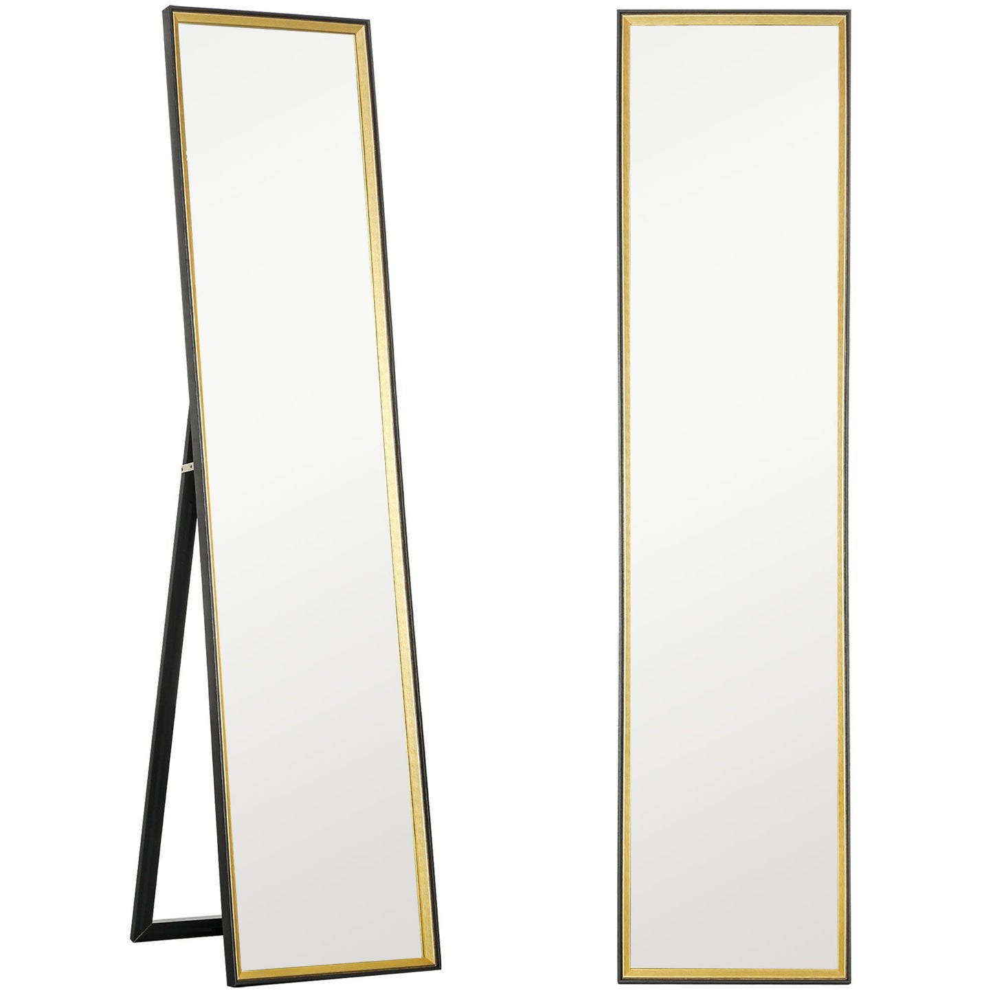 Lustro HOMCOM o pełnej długości, 37 x 157 cm, montowane na ścianie, pochylone, wolnostojące, oprawione lustro na całą powierzchnię do salonu, sypialni, czarne