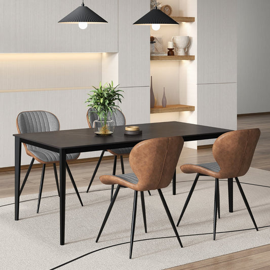 4 Set Armless Dining Chair Modern Accent Chairs with Curved Backrest-Grey