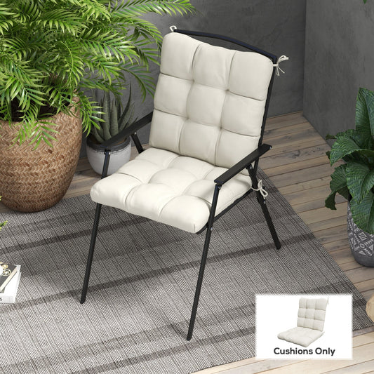Outsunny Outdoor Garden Seat Cushion with Backrest, Cream White