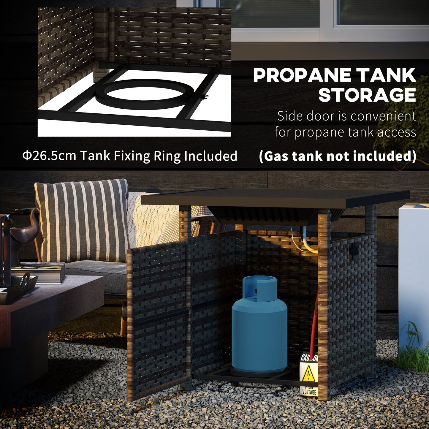 طاولة أوتسوني 72.5 × 72.5 سم 50.000 وحدة حرارية بريطانية، مع غطاء - بني