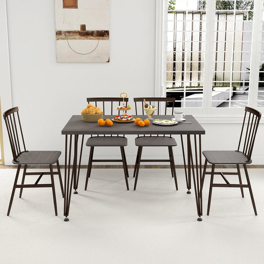 5-Piece Dining Table Set for 4 with Swivel Feet for Living Room-Grey