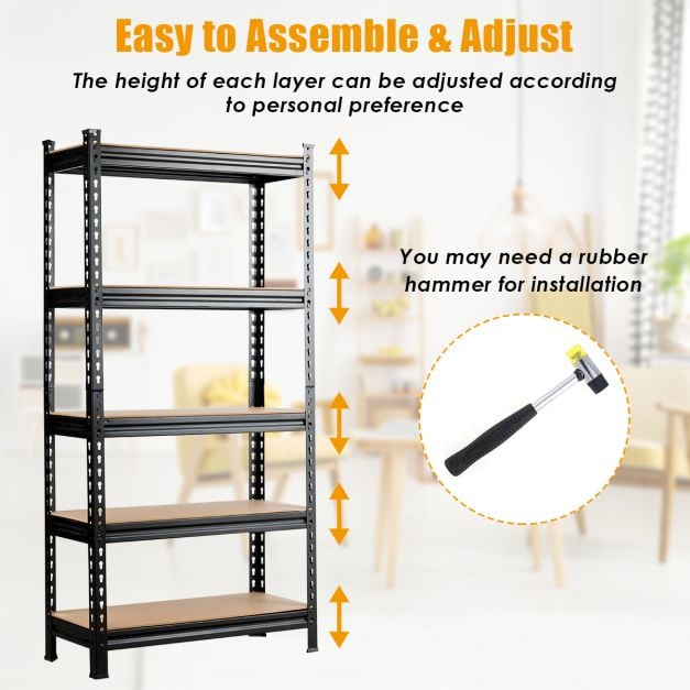 5-Tier Steel Shelving Unit Storage Shelves Heavy Duty Storage Rack