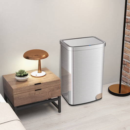 50L Infrared Motion Sensor Automatic Trash Can-Silver
