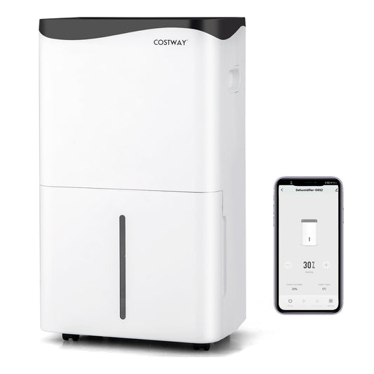 Portable 50L/Day Dehumidifier with App and Wifi for Home Damp-White