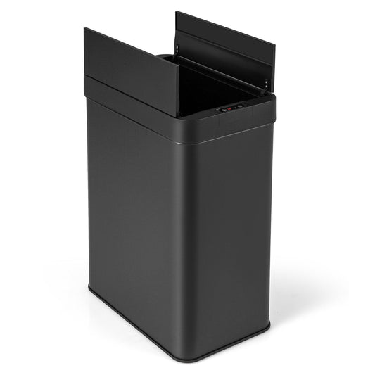 50L Slim Kitchen Trash Can with Wing Lids-Black