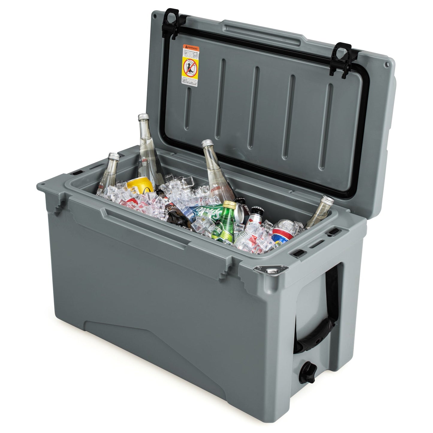 47L Portable Rotomolded Cooler with Integrated Cup Holders-Grey