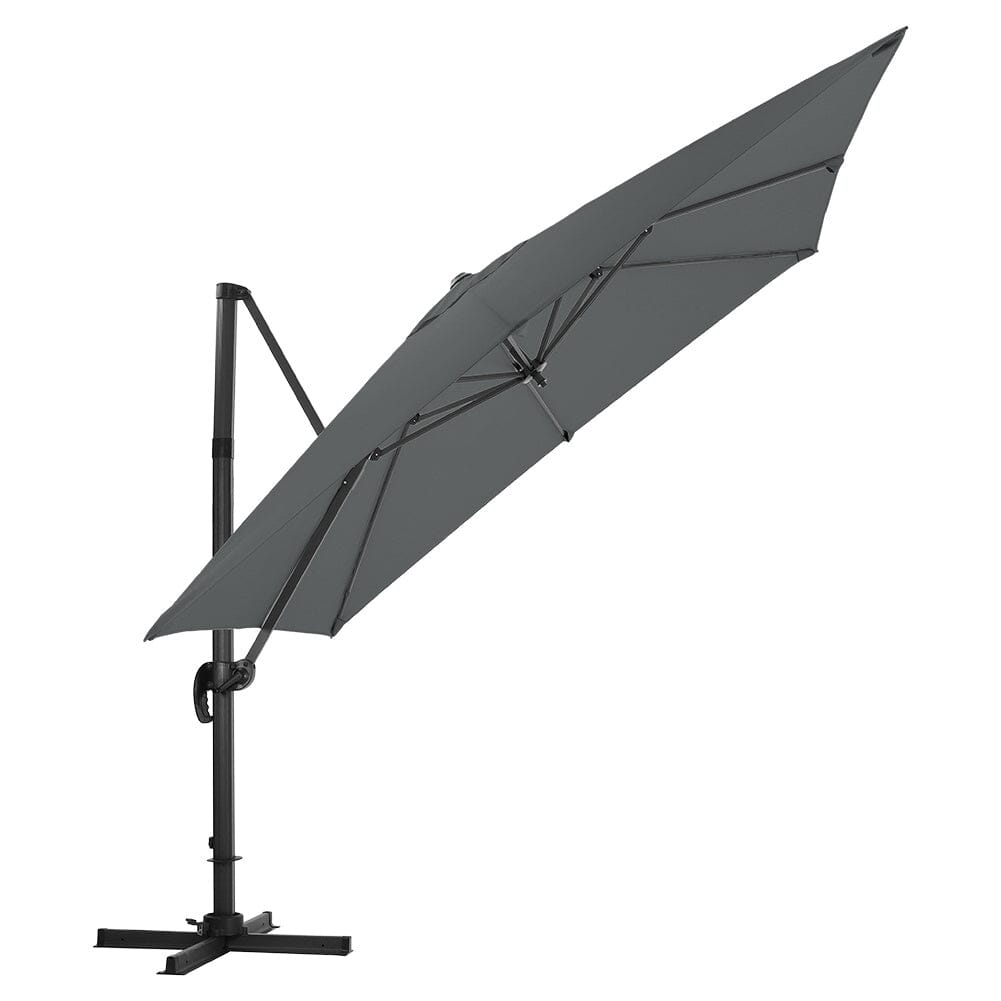 Jasnoszary 3 x 3 m kwadratowy parasol wspornikowy do ogrodu i na patio