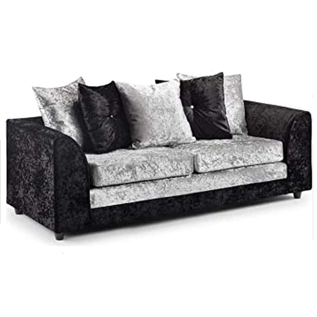 Narożna sofa Dyla Crushed Velvet - czarno-srebrna