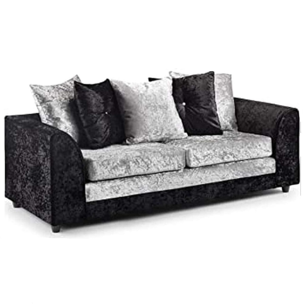 Narożna sofa Dyla Crushed Velvet - czarno-srebrna