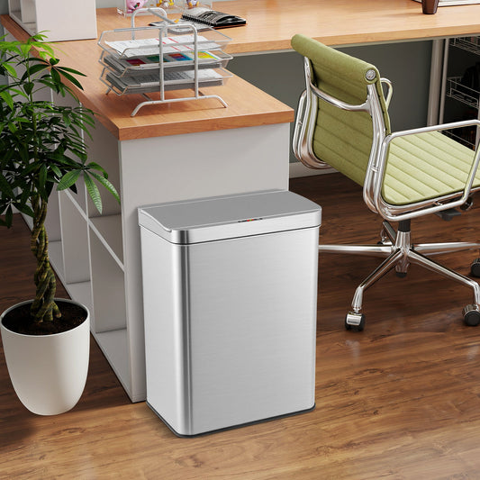 53L Automatic Trash Can with Lid-Silver