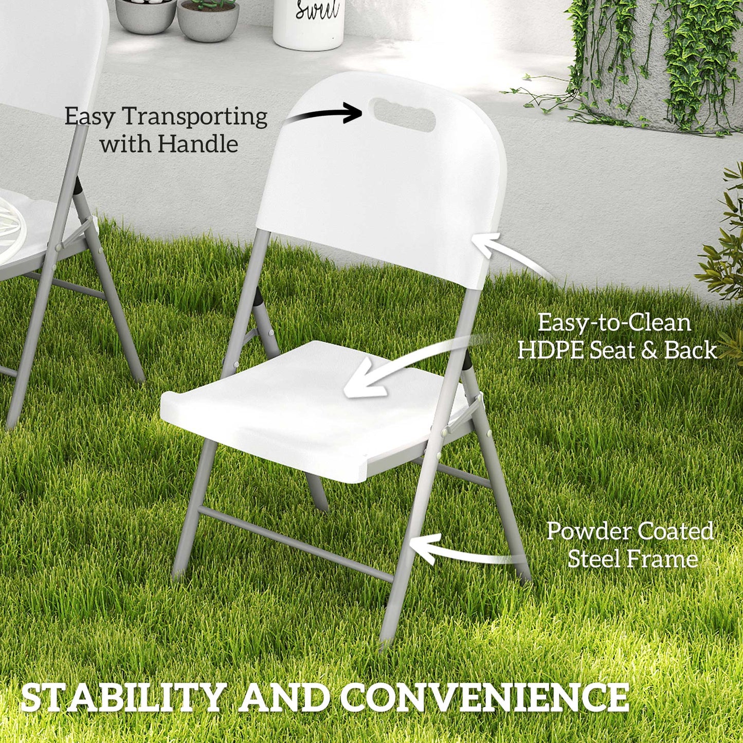 Outsunny Set of Two Foldable Outdoor Chairs - White