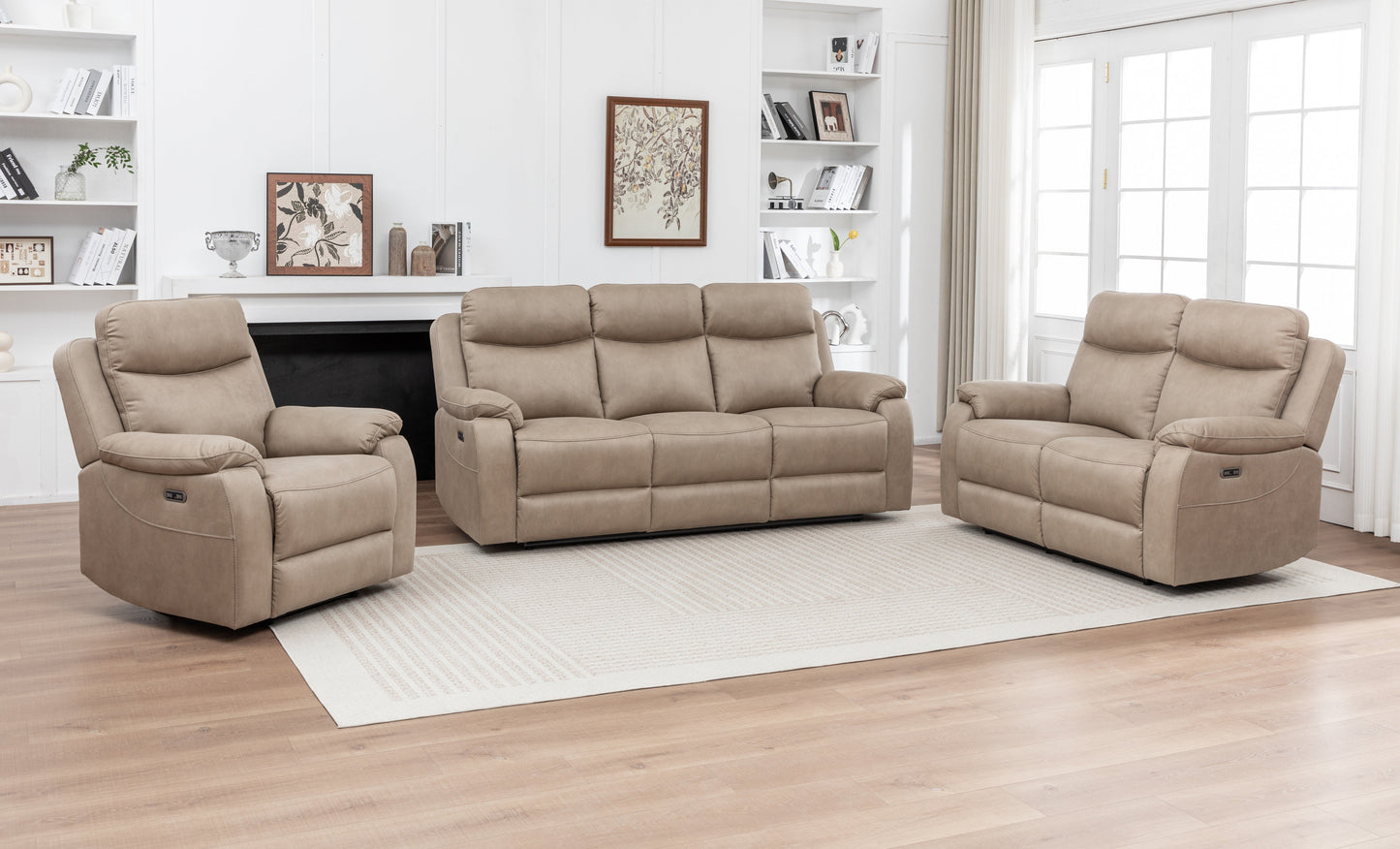 Corley 3 Seater Sofa Beige Stone (Recliner)