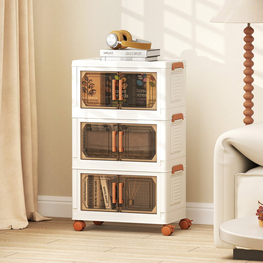 57L Stackable Plastic Collapsible Storage Bins with Lids