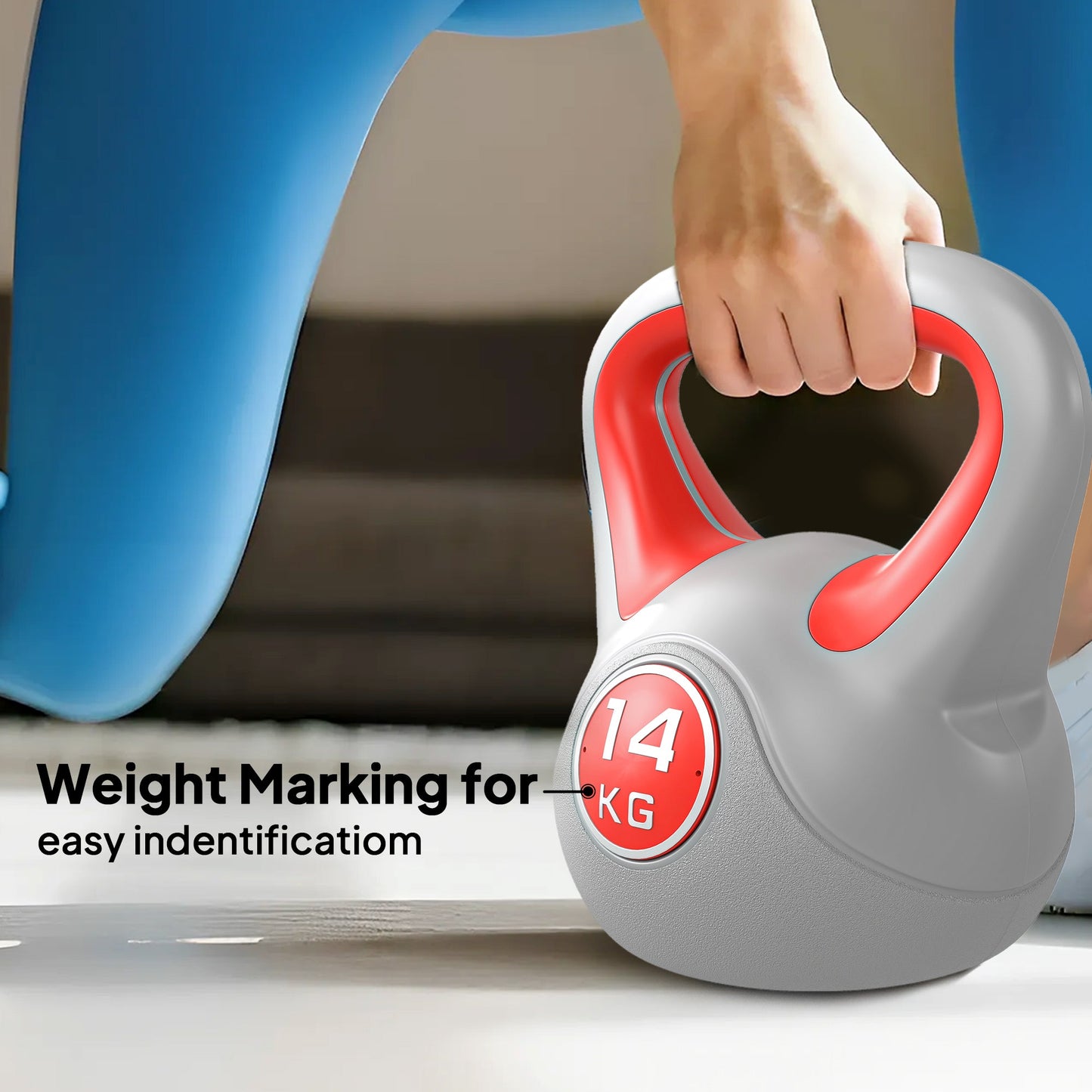 SPORTNOW Kettlebell, 14kg Kettle Bells with Handle for Home Gym Weight Lifting and Strength Training, Red and Grey
