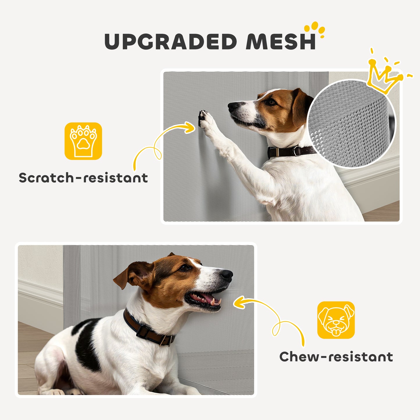 PawHut Retractable Stair Gate Extends Up to 180 cm Wide, Dog Gate for Doorways, Stairways, Hallways, Grey