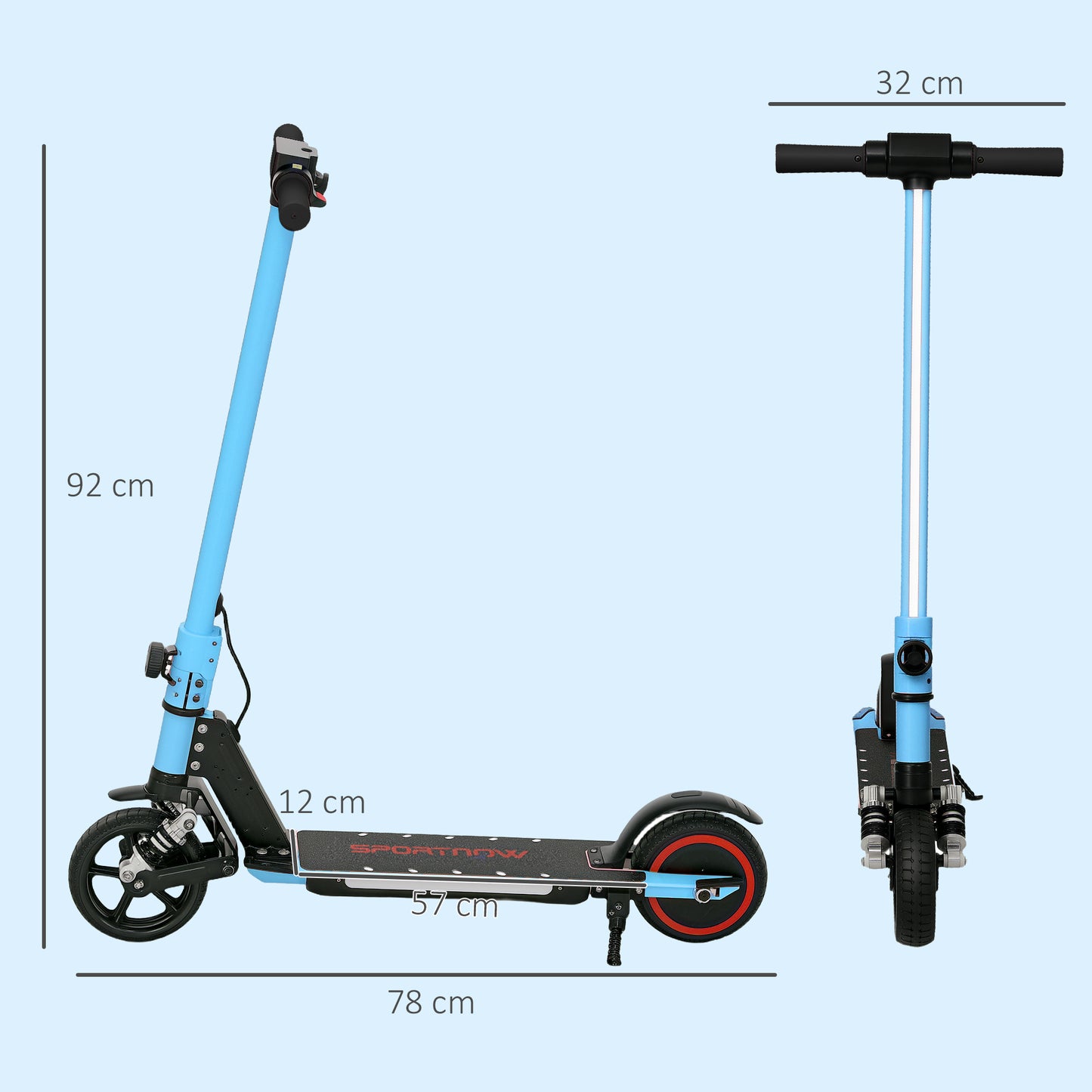 SPORTNOW Folding Electric Scooter for Kids, with Dual Brakes, Front Suspension, LED Colourful Lights, Blue