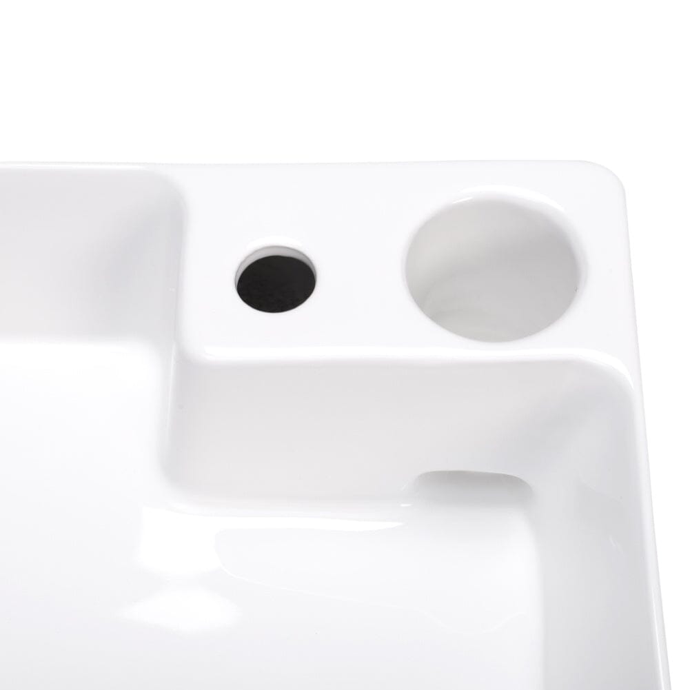 58cm W Bathroom Ceramic White Square Sink