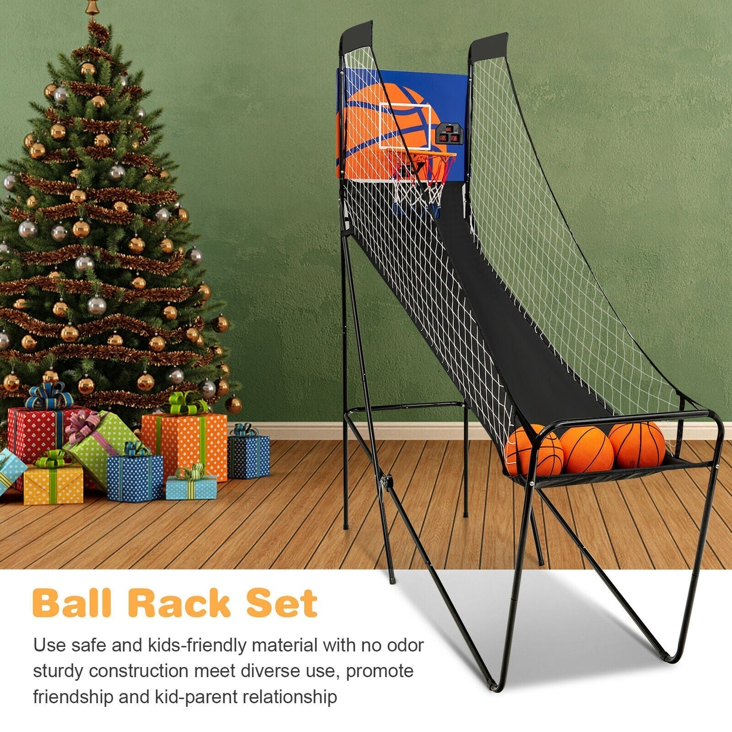 Portable Arcade Basketball Game with Electronic Scorer for Indoor Party