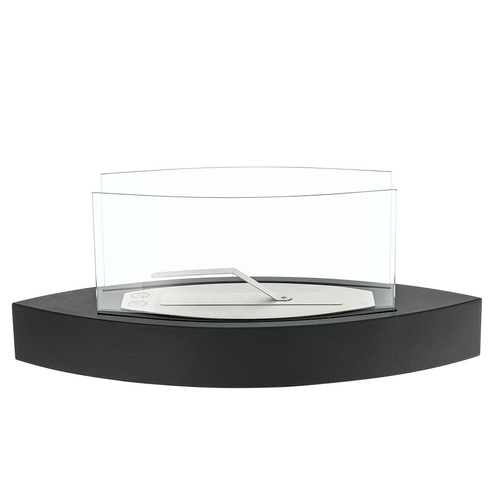 60cm Wide Black Tabletop Bio-Ethanol Fireplace with Flame Guard
