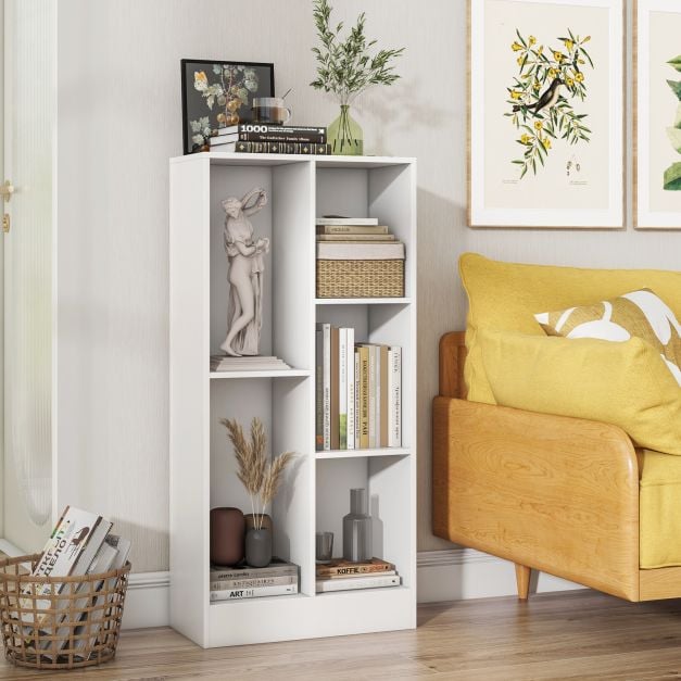 5-Cube Freestanding Storage Bookshelf with 2 Anti-Tipping Kits-White