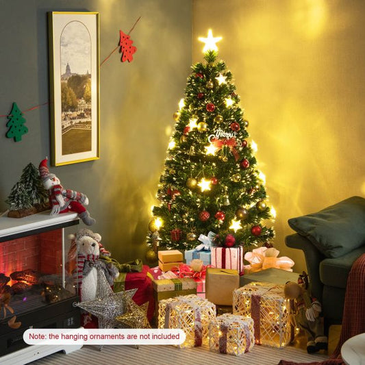 5/6FT Fiber Optic Artificial Christmas Tree with 21 Star LED Lights-5FT