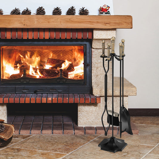 5-Piece Fireplace Tool Set with Ergonomic Handle