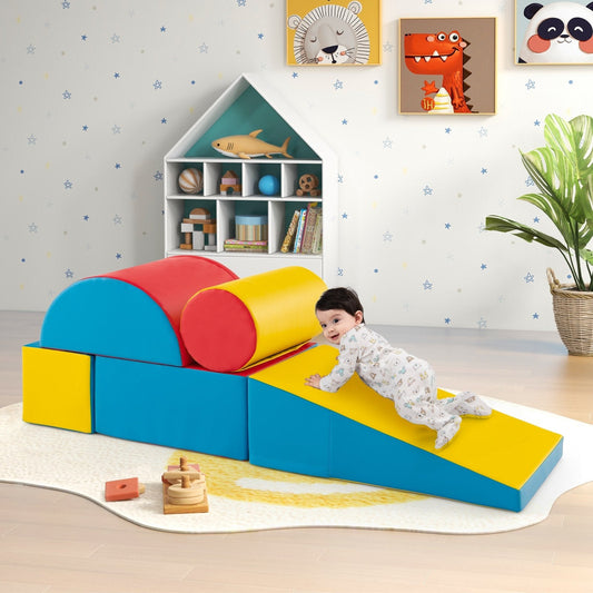 5-Piece Soft Waterproof Kids Climb and Crawl Activity Playset-Red