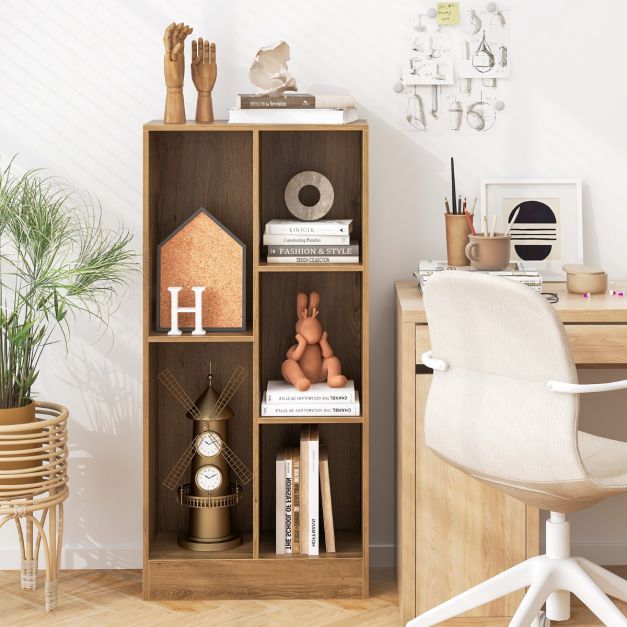 5-Cube Freestanding Storage Bookshelf with 2 Anti-Tipping Kits-Natural