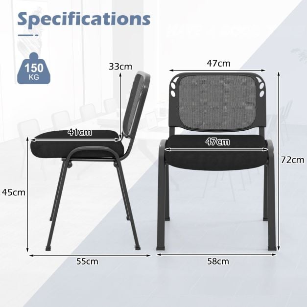 Set of 5 Stackable Conference Chairs with Mesh Back