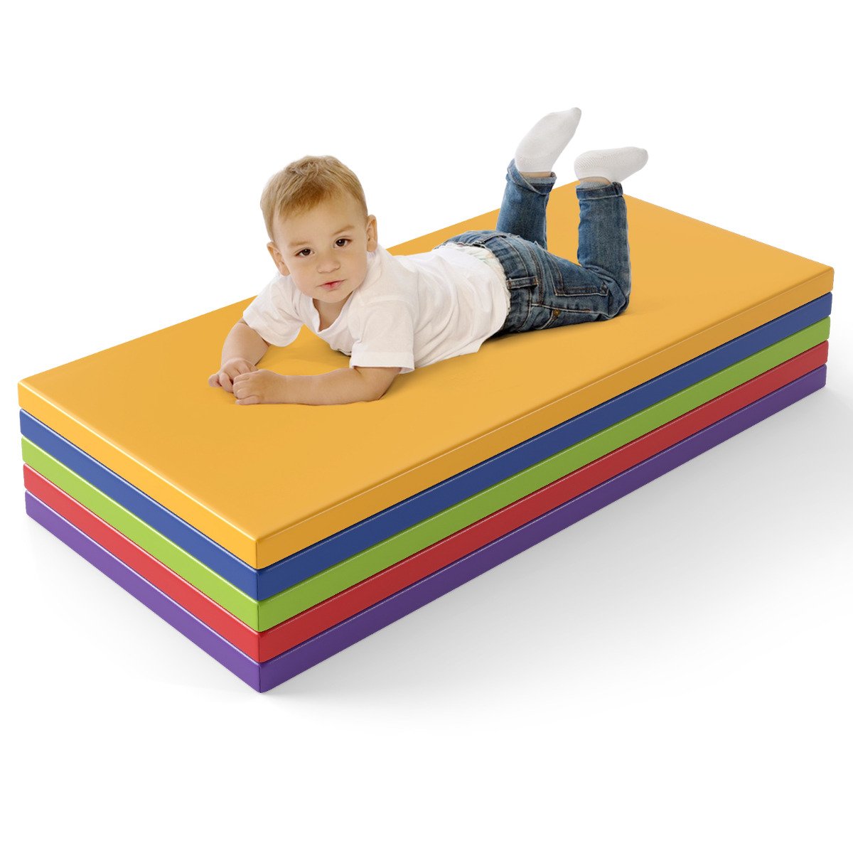 5 Pieces Kids Rest Mats Sponge Children Floor Mats 5cm Thick -Rainbow