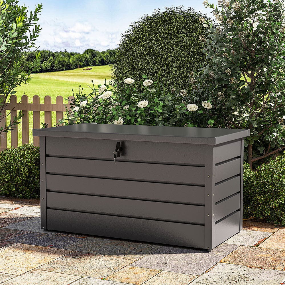 350L Grey Metal Outdoor Garden Storage Box Lockable