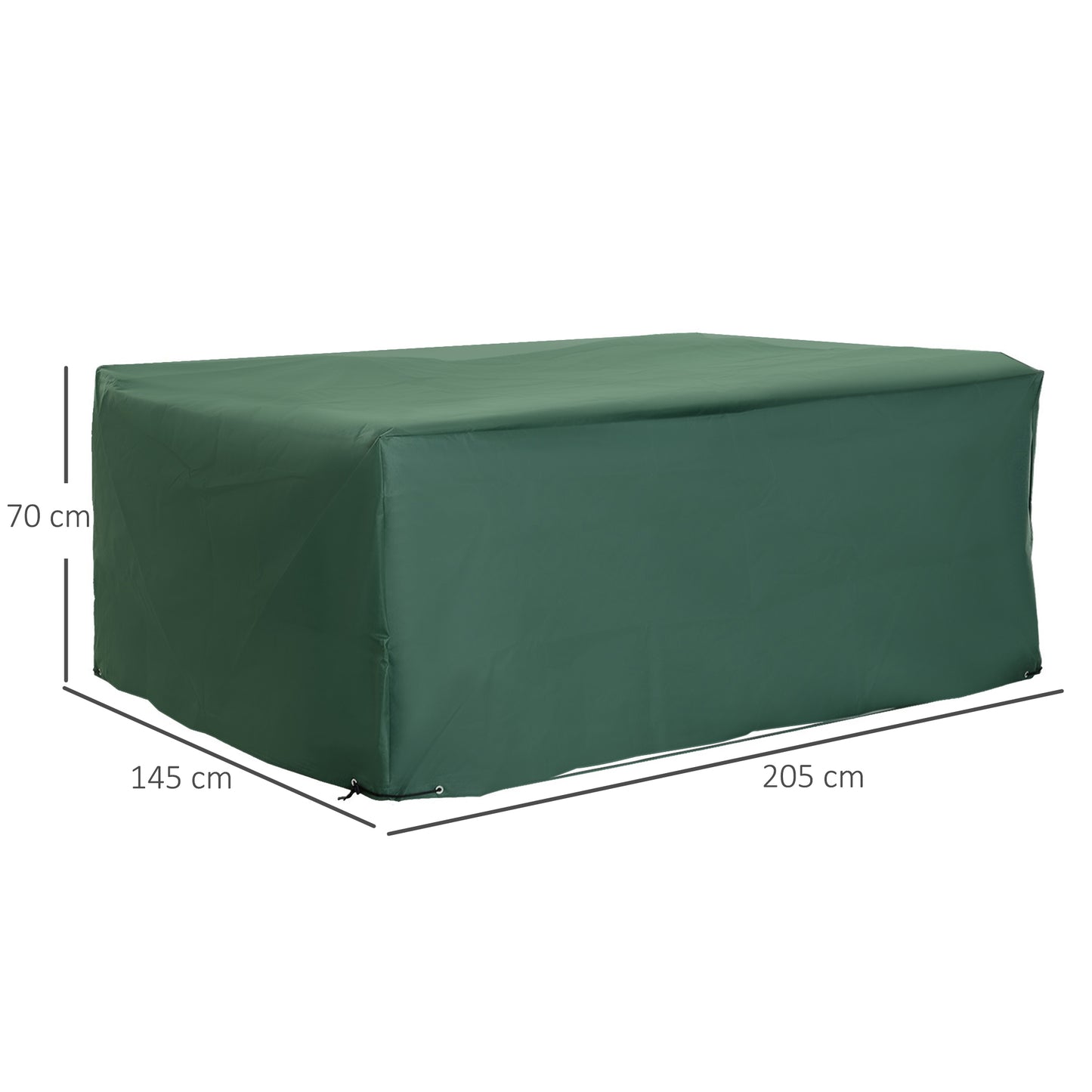 Outsunny Outdoor Garden Furniture Cover Wodoodporny, anty-UV 600D Wytrzymały pokrowiec na meble ogrodowe Oxford Fabric Patio na zestaw mebli prostokątnych, zielony, 205 x 145 x 70 cm