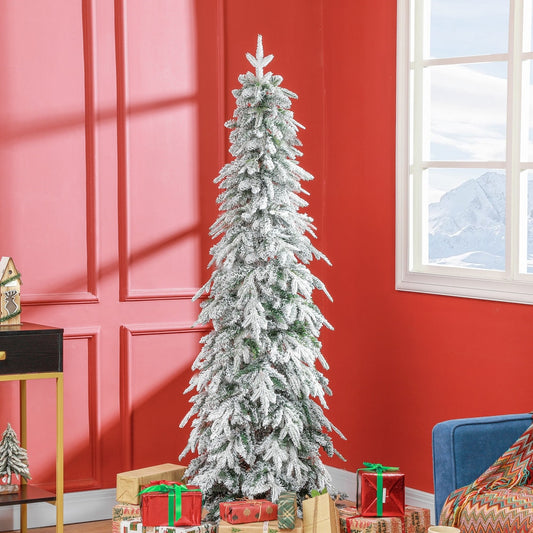 HOMCOM 6ft Snow-Covered Unlit Artificial Christmas Tree in Green, image 2