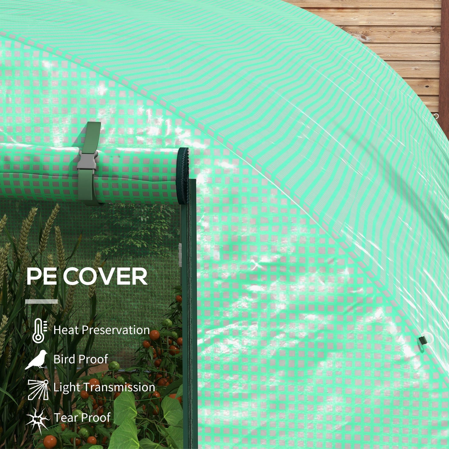 نظام الرش Outsunny Polytunnel Greenhouse، 3 × 2 م، أخضر