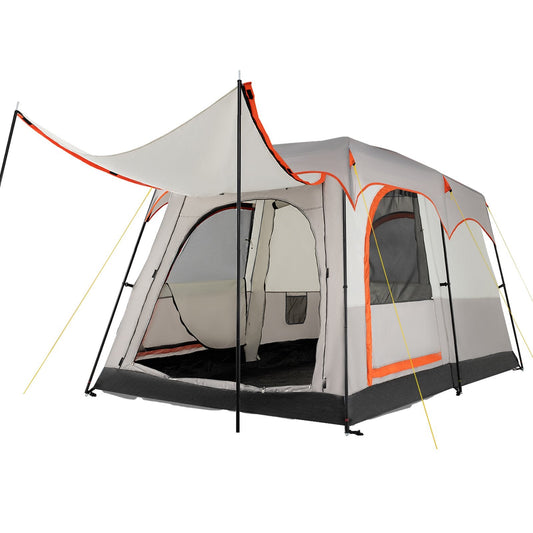 6-Person Camping Tent with 2-Room Divider for Camping Hiking color-Grey