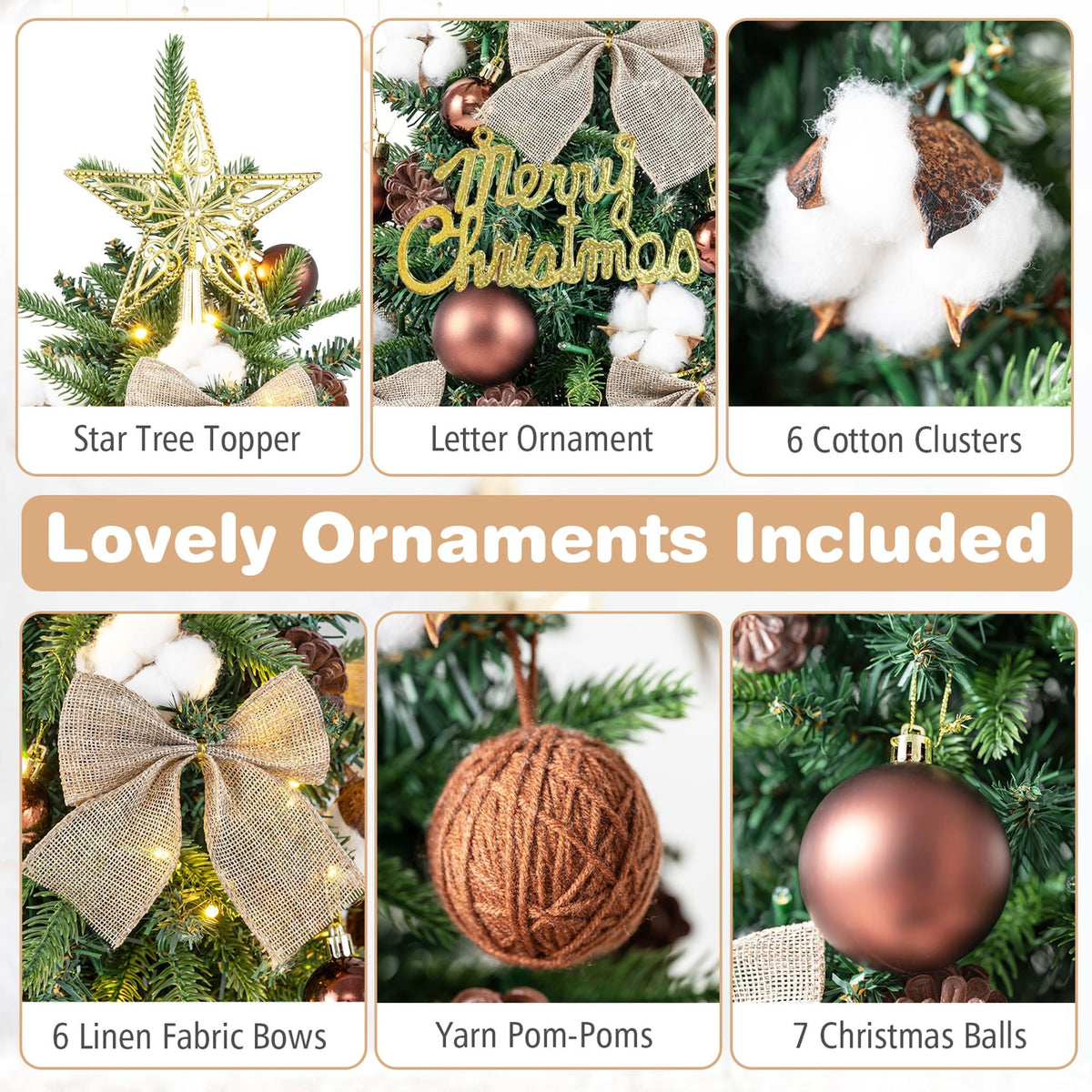 60 cm Tabletop Christmas Tree with Ornaments and 85 Branch Tips