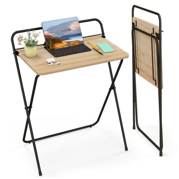 Biurko komputerowe składane 60CM z uchwytem na tablet - naturalne